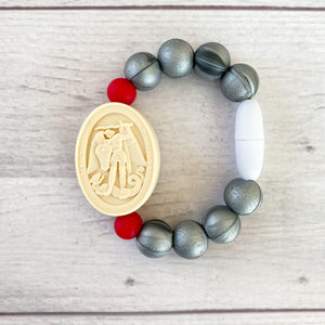 St. Joseph and St. Michael Saint Bracelet | Baby/Little Kid | Gray and Red