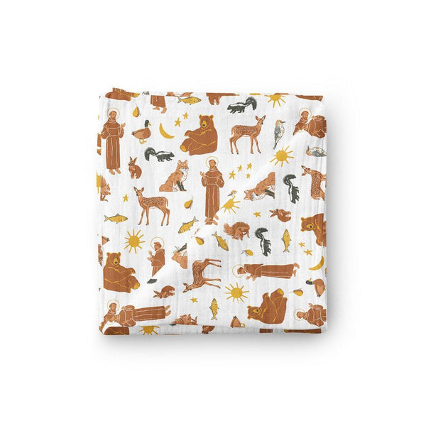 Swaddle - Saint Francis and Woodland Animal Friends