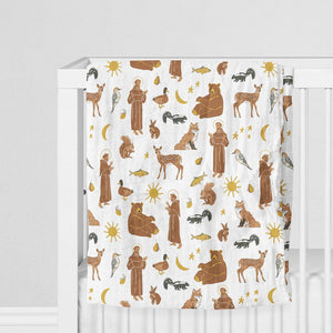 Swaddle - Saint Francis and Woodland Animal Friends